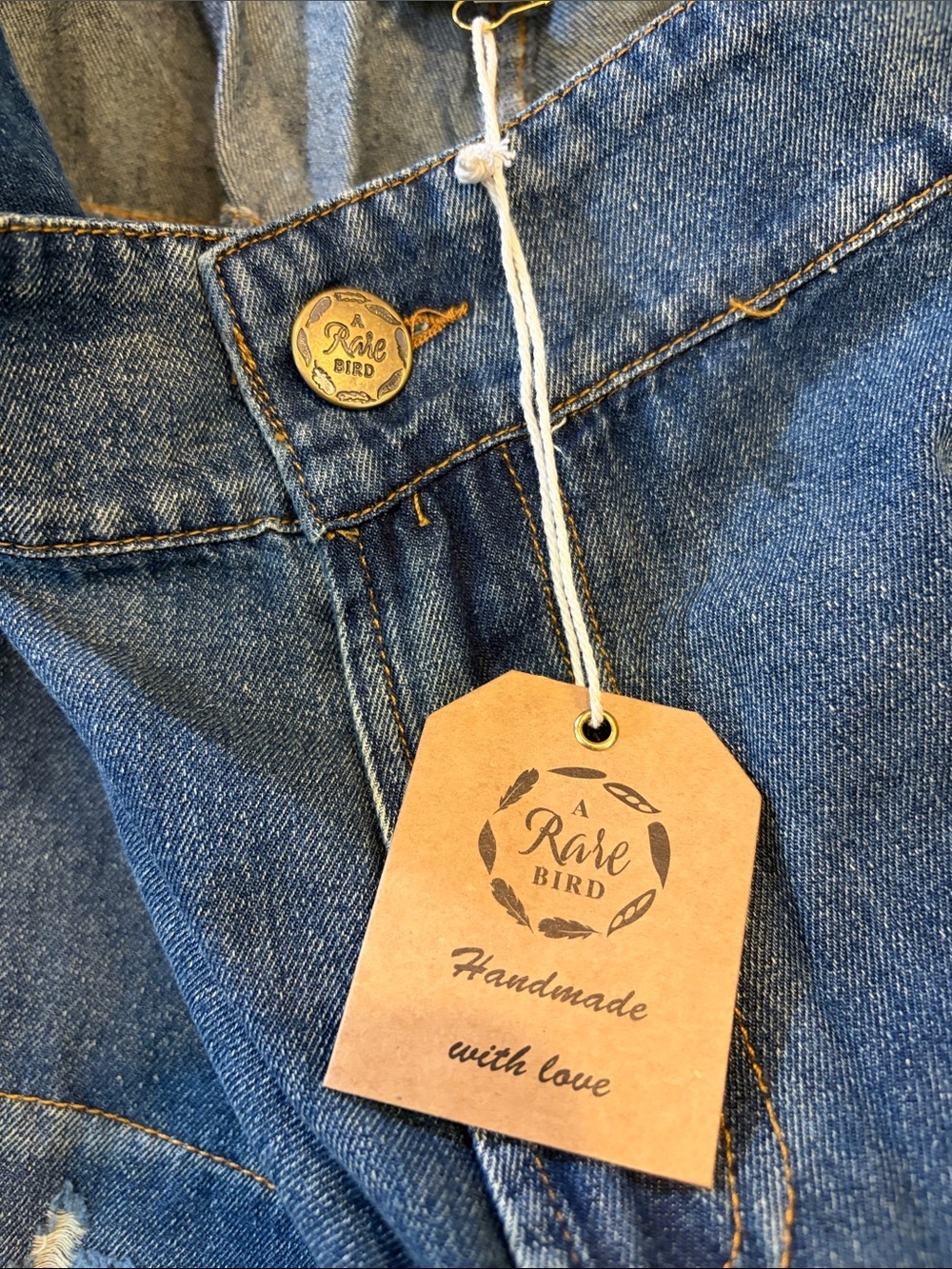 ‼️LAST ONE‼️GRUNGE Jeans A Rare Bird Blue Distressed Wide-Leg Patchwork Detail - Picture 4 of 10